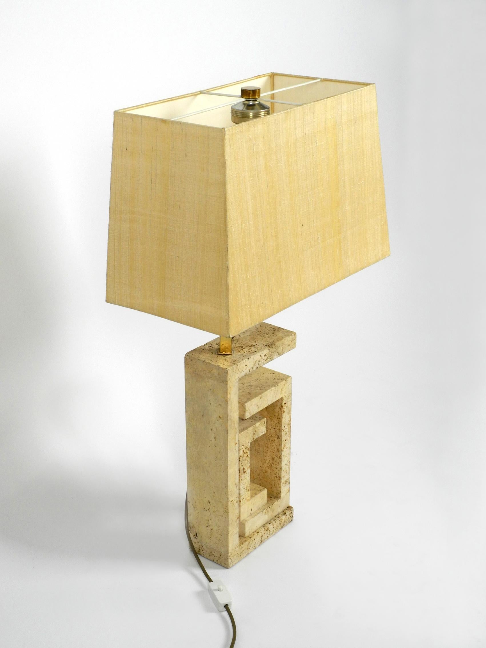 Elegant and Very Large Italian Sculptural Travertine Table Lamp from the 1960s 9