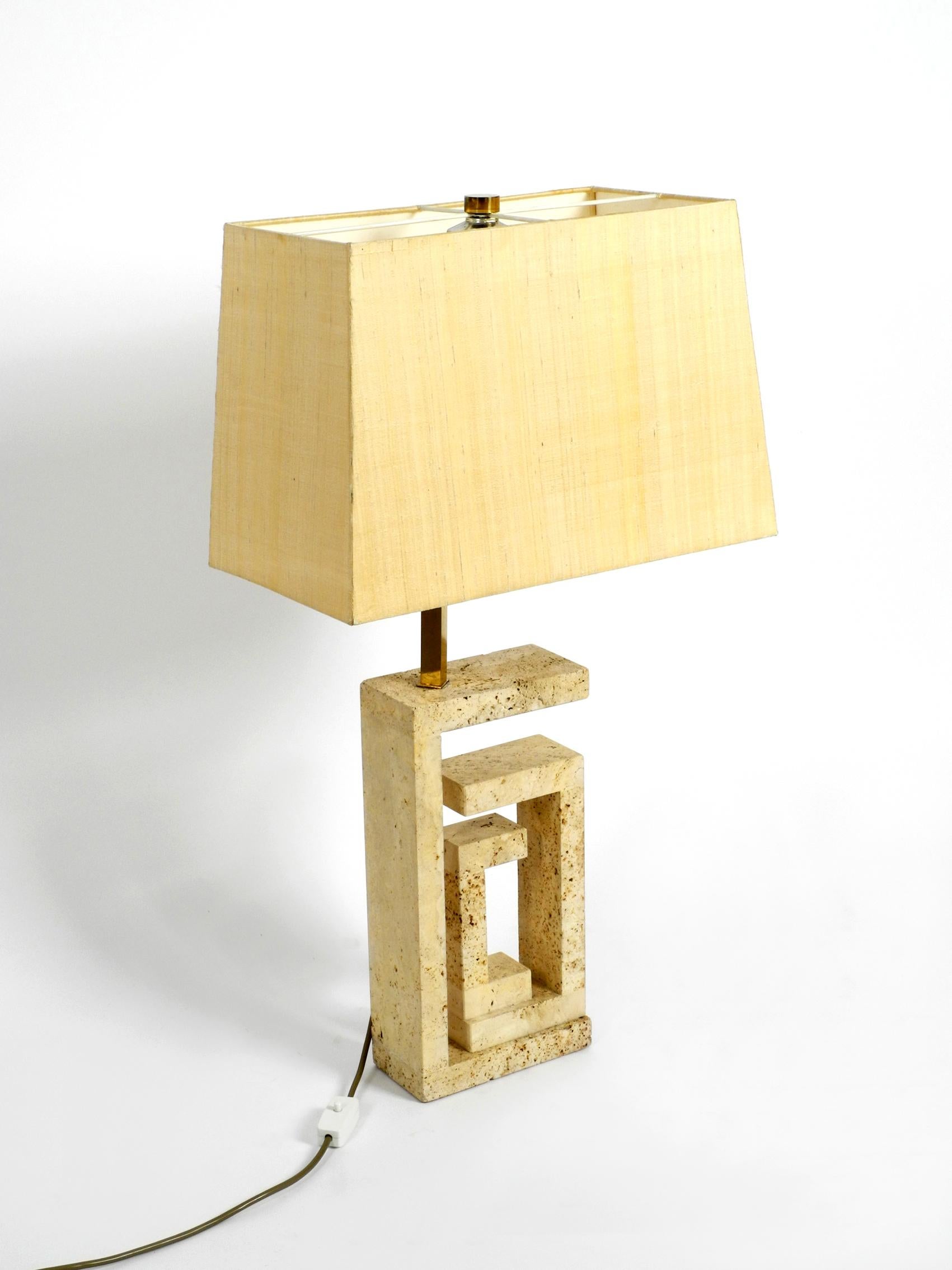 Mid-Century Modern Elegant and Very Large Italian Sculptural Travertine Table Lamp from the 1960s