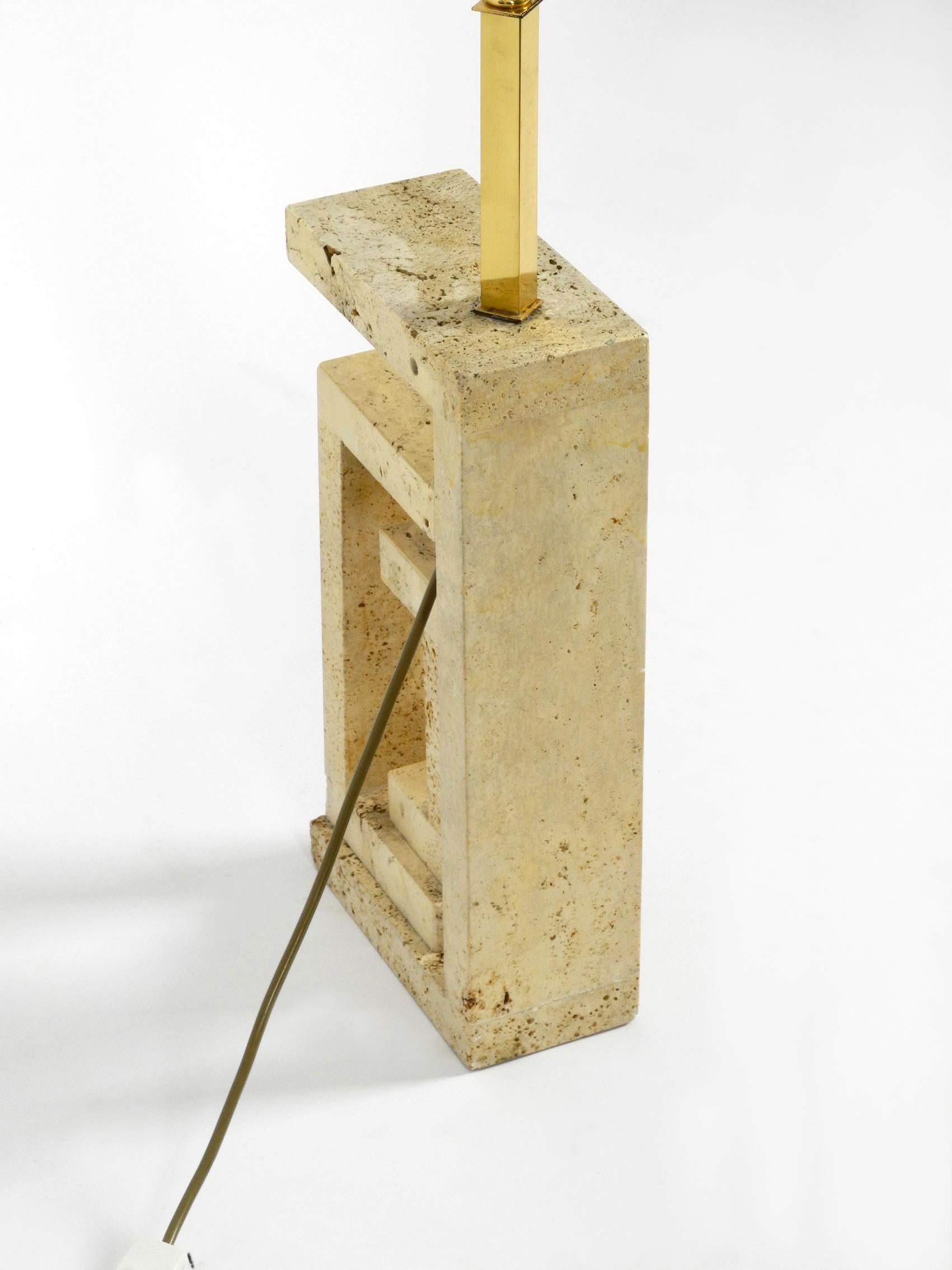 Elegant and Very Large Italian Sculptural Travertine Table Lamp from the 1960s 1