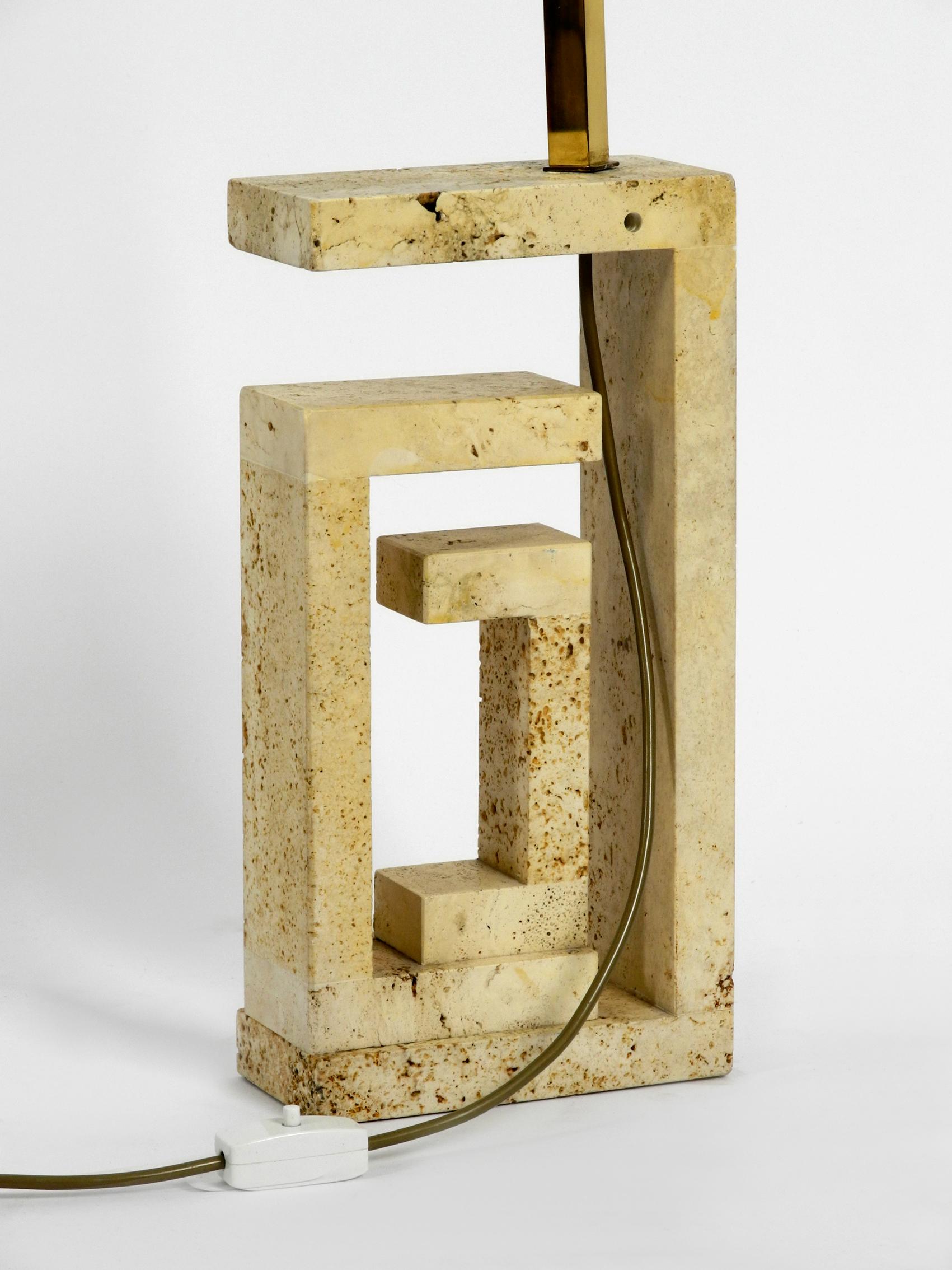 Elegant and Very Large Italian Sculptural Travertine Table Lamp from the 1960s 2