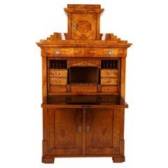 Elegant Antique Ash Veneer Secretary Desk