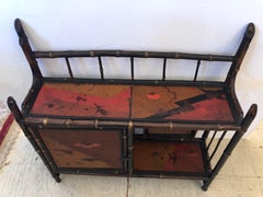 Elegant Antique Bamboo Chinoiserie Hanging Shelf Etagere