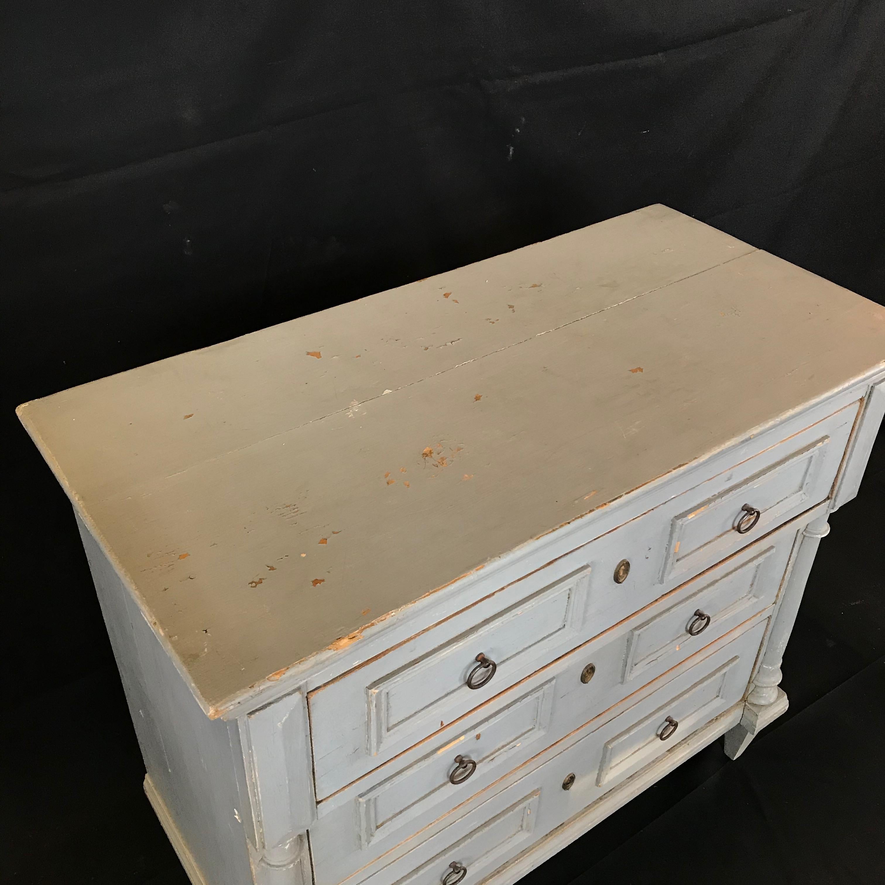 Swedish Blue Gray Gustavian Chest of Drawers Commode  6