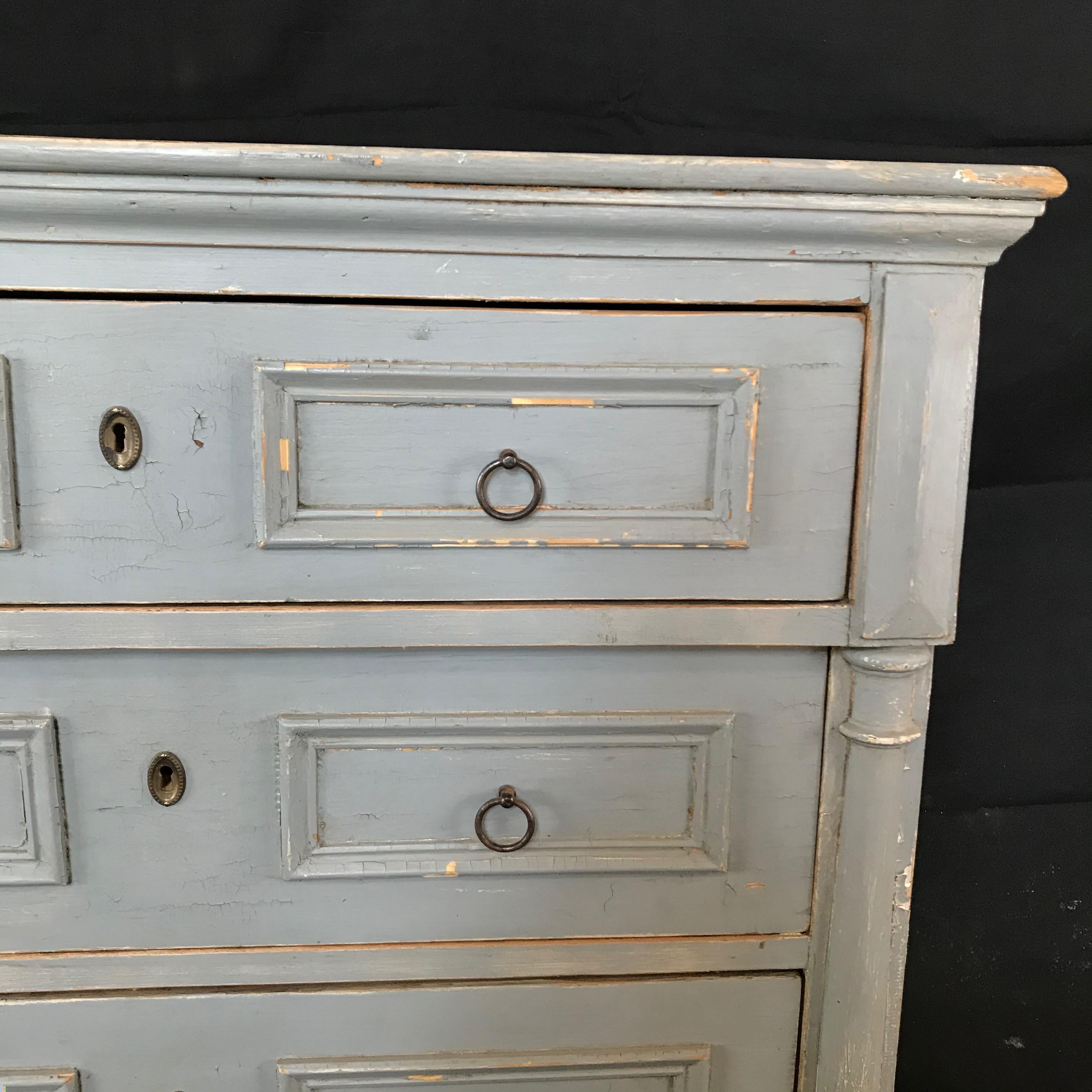 Swedish Blue Gray Gustavian Chest of Drawers Commode  7