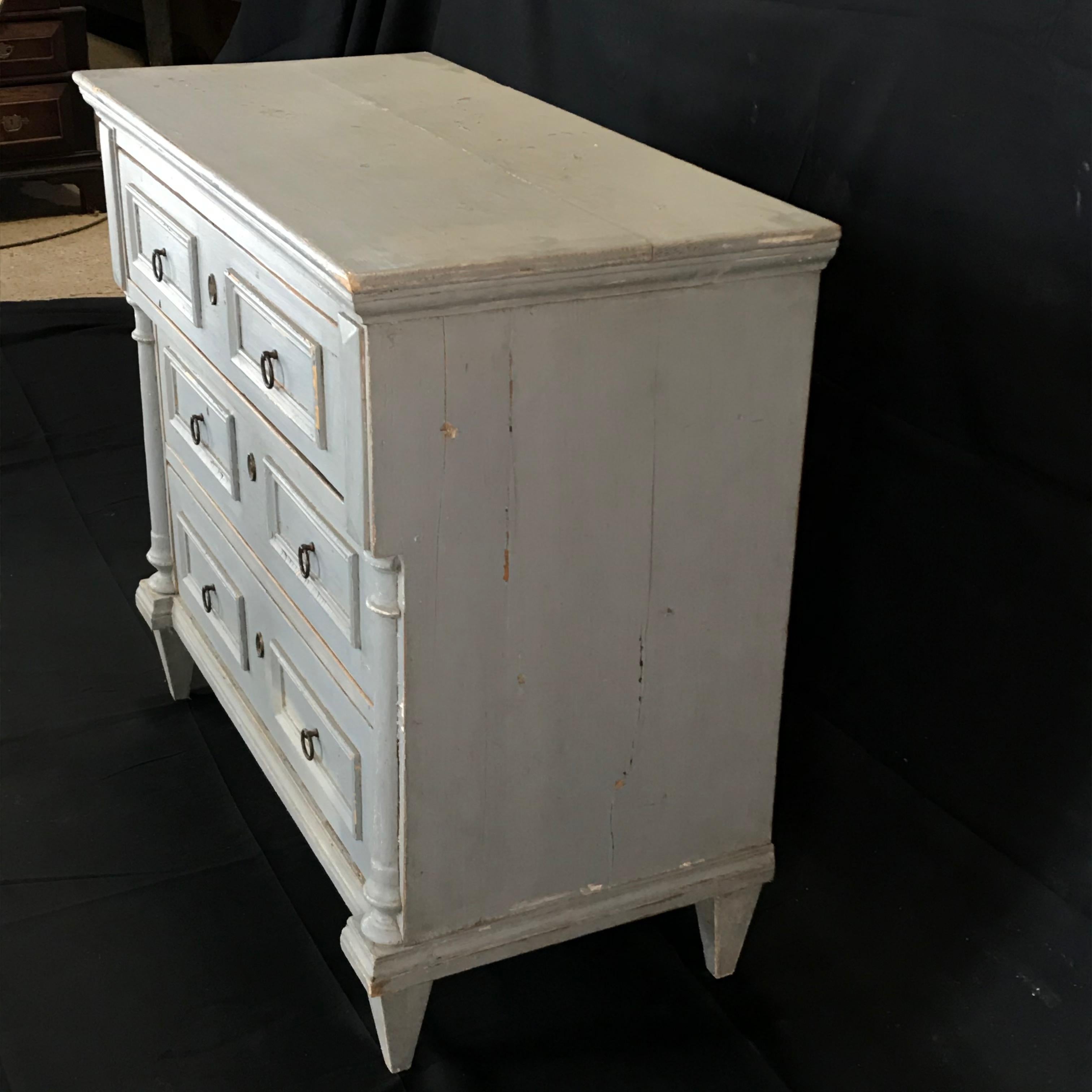 Swedish Blue Gray Gustavian Chest of Drawers Commode  9