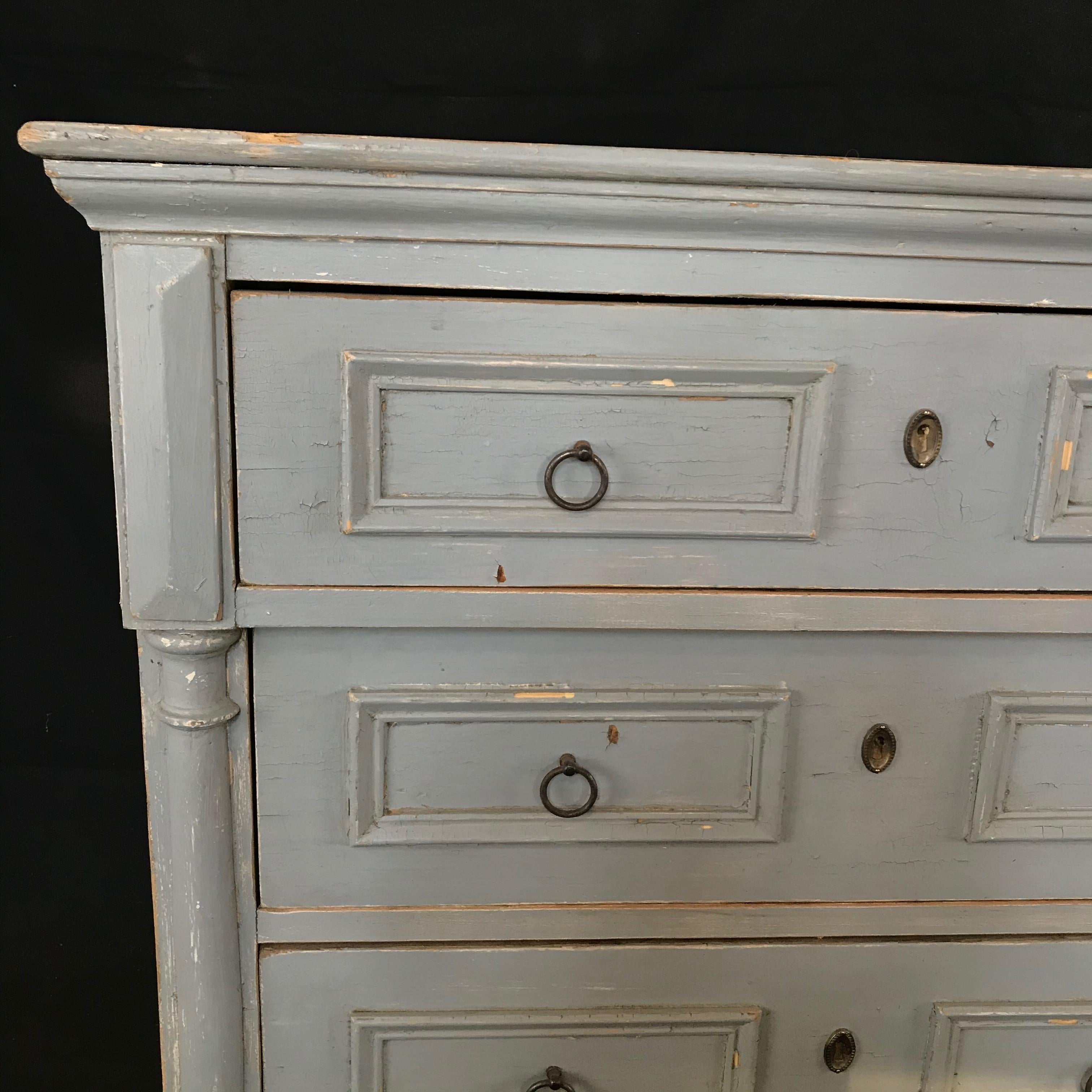 Swedish Blue Gray Gustavian Chest of Drawers Commode  10