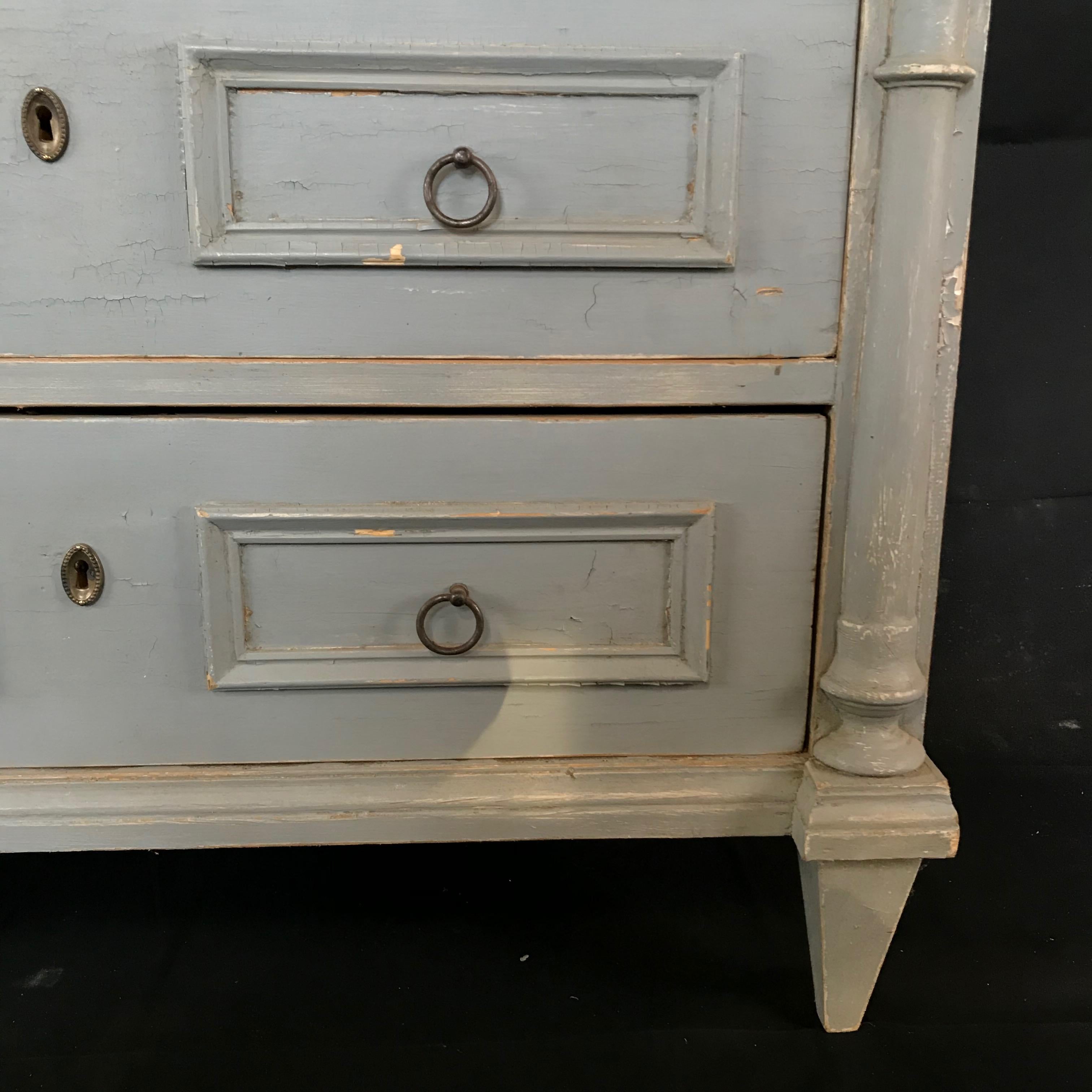 Swedish Blue Gray Gustavian Chest of Drawers Commode  11