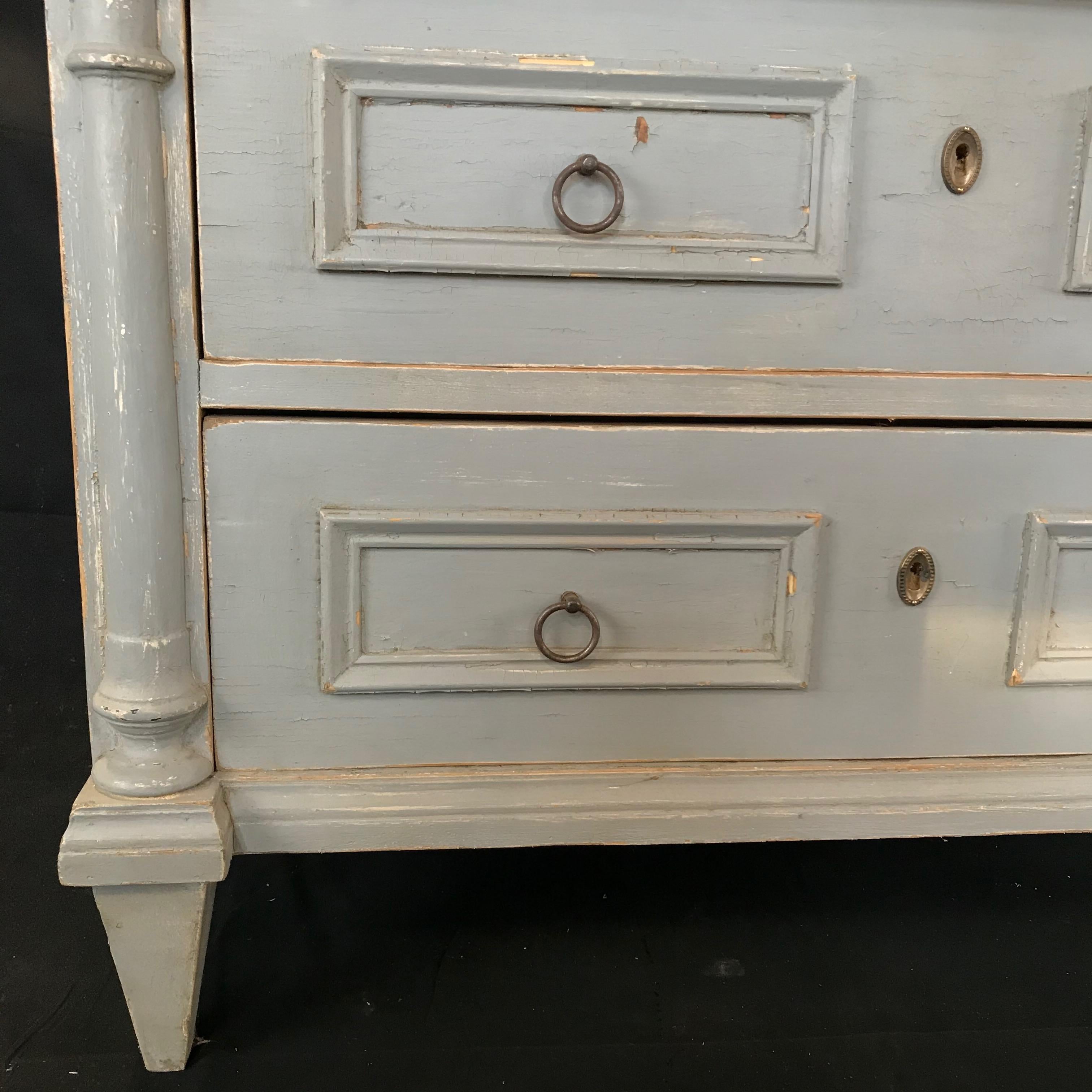 Swedish Blue Gray Gustavian Chest of Drawers Commode  12