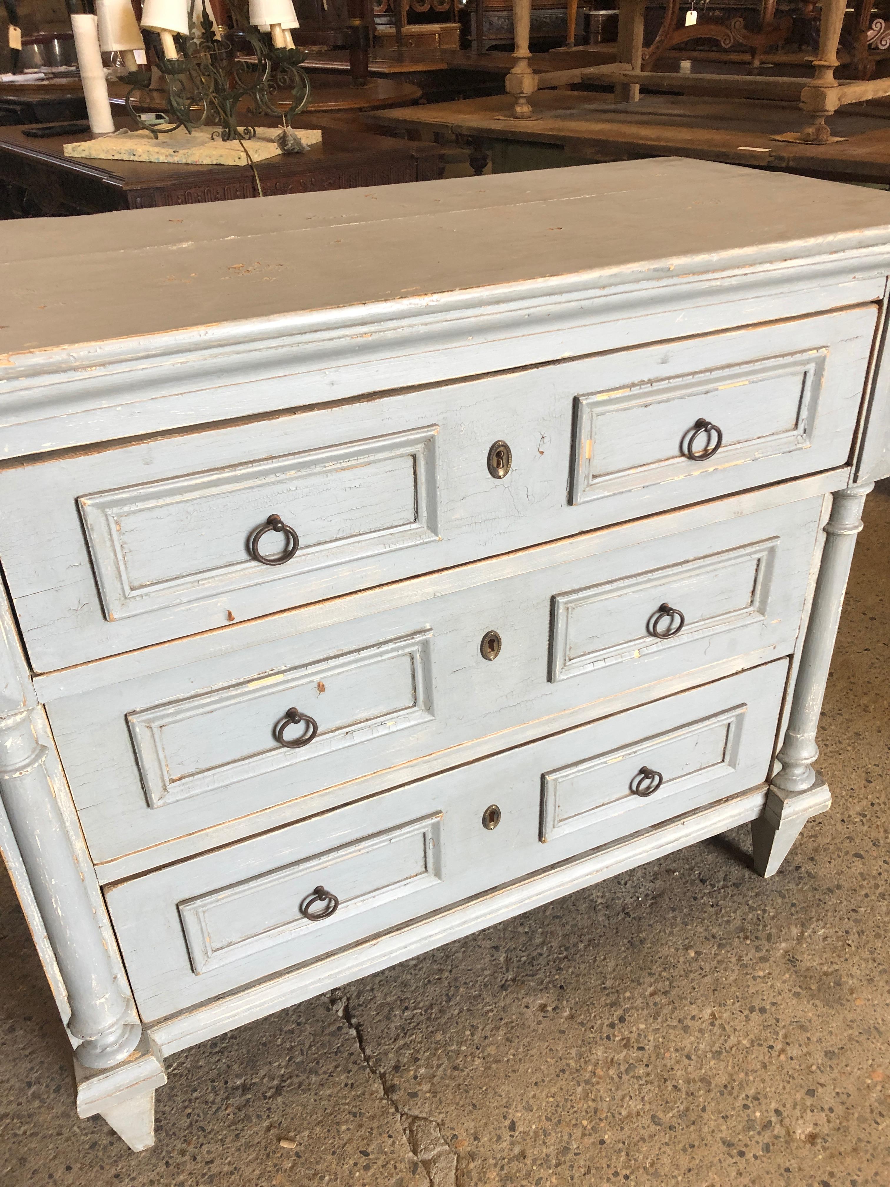 Swedish Blue Gray Gustavian Chest of Drawers Commode  1