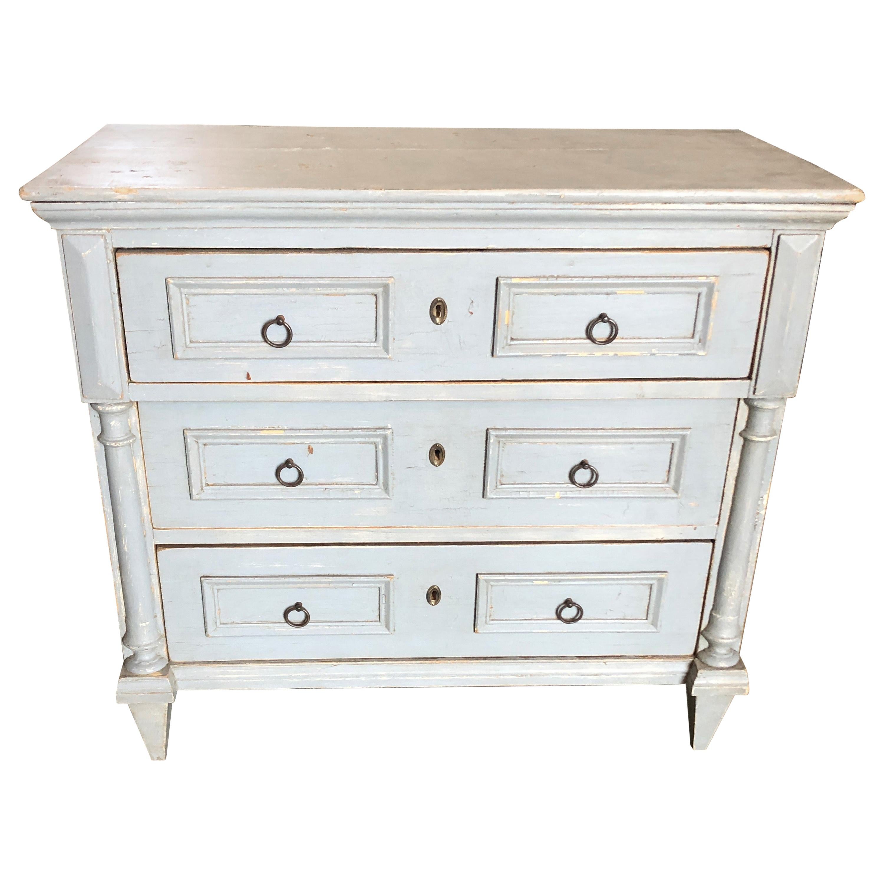Swedish Blue Gray Gustavian Chest of Drawers Commode 
