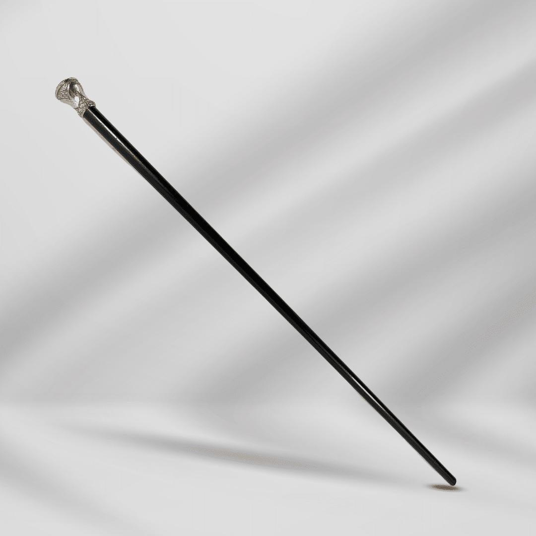 Elegant Antique Carved Gold Plate Knob Handle  Skinner Hallifax Walking Stick For Sale 1