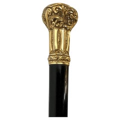 Eleganza dell'antico manico intagliato con pomello d'oro, unico bastone da passeggio di Hallifax
