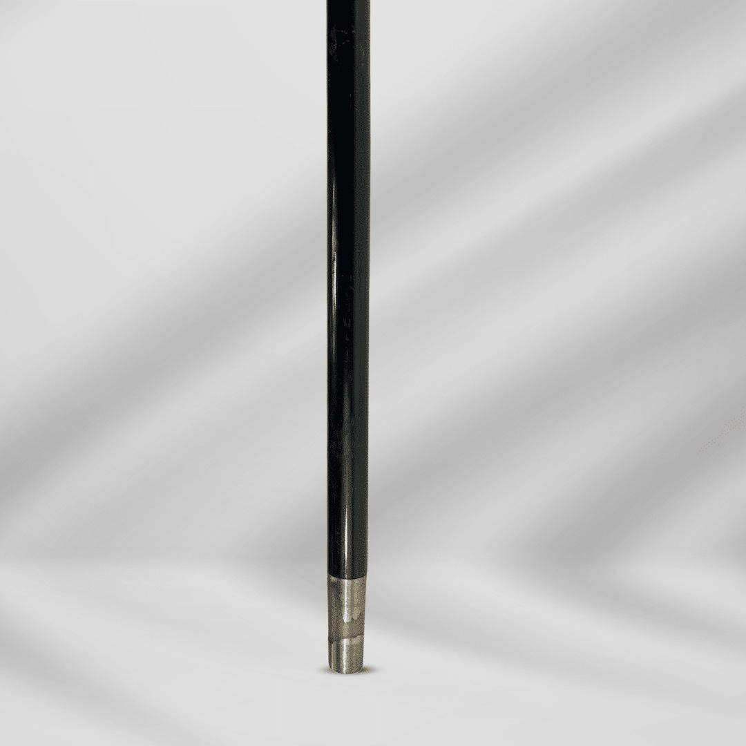 Brown Elegant Antique Carved Gold Plate Knob Handle Walking Stick Cane Black For Sale