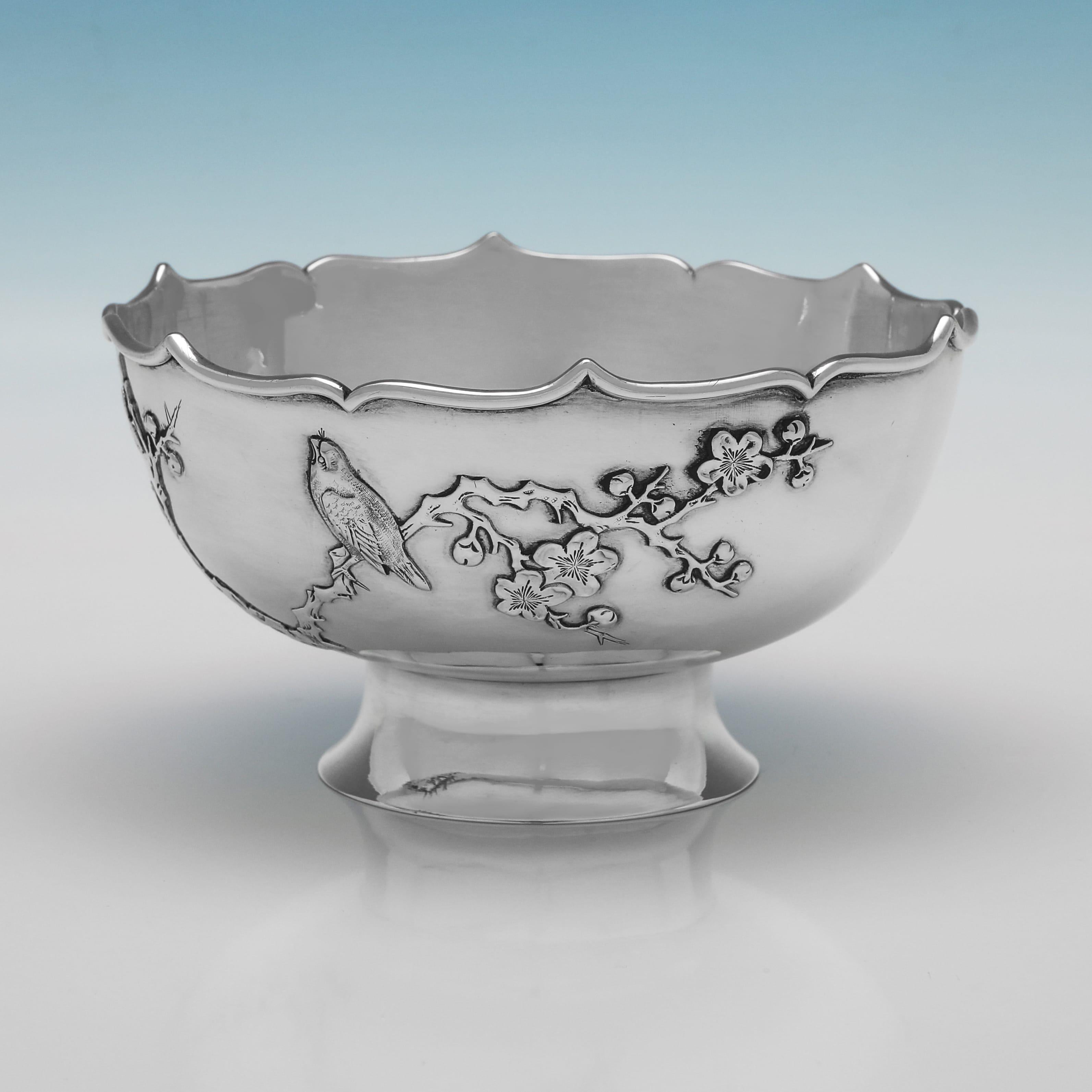 Elegant Antique Chinese Export Silver Bowl, circa 1910 (Chinesisch) im Angebot