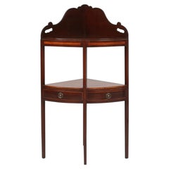 Elegante mobile d'angolo antico con intarsio in legno e 2 cassetti, Francia, 1850 ca. 1850