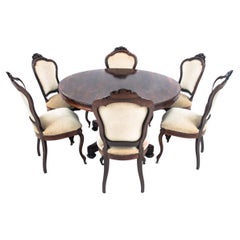 Elegant Antique Dining Room Set Table with 6 Chairs