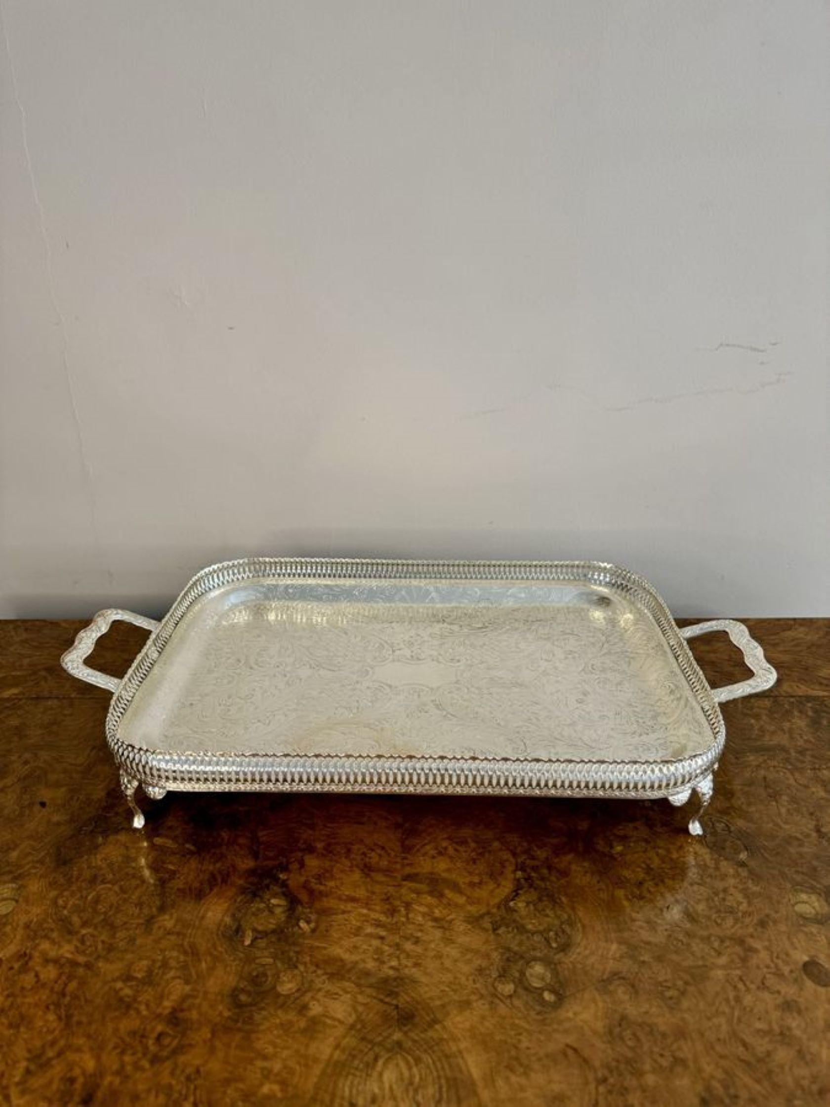 20th Century Elegant antique Edwardian quality silver plated four piece tea set and tray For Sale