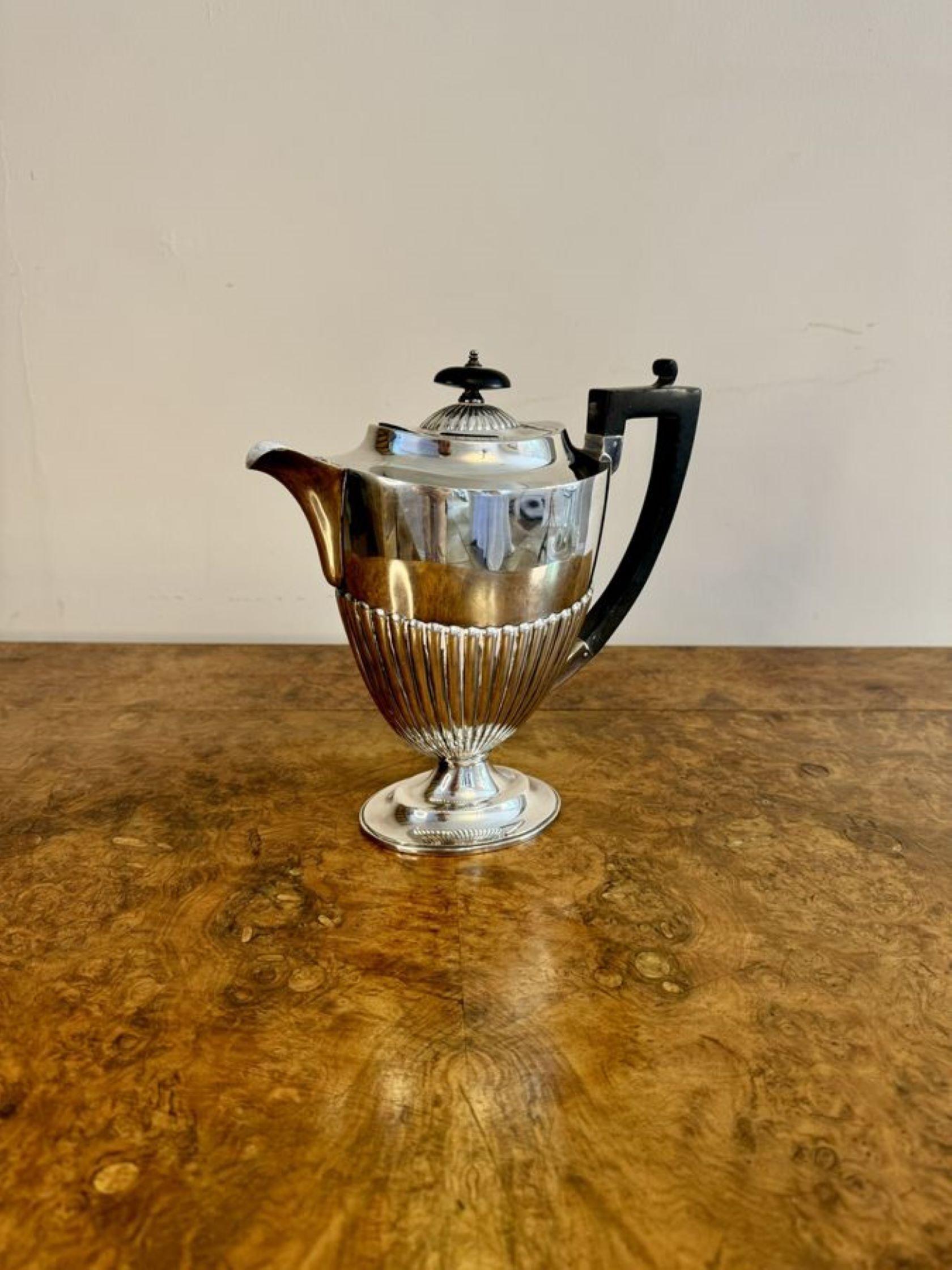 Silver Plate Elegant antique Edwardian quality silver plated four piece tea set and tray For Sale