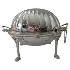 Eleganza dell'antico piatto da colazione girevole inglese placcato in argento di Mappin and Web