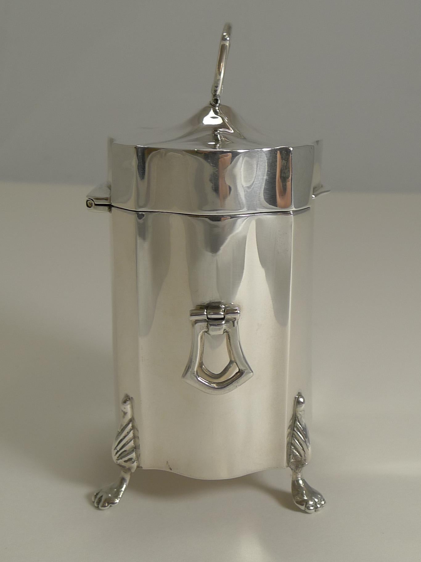 Early 20th Century Elegant Antique English Sterling Silver Tea Caddy, 1906