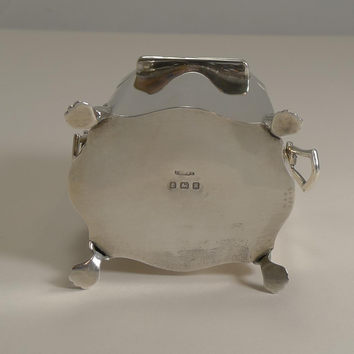 Elegant Antique English Sterling Silver Tea Caddy, 1906 2