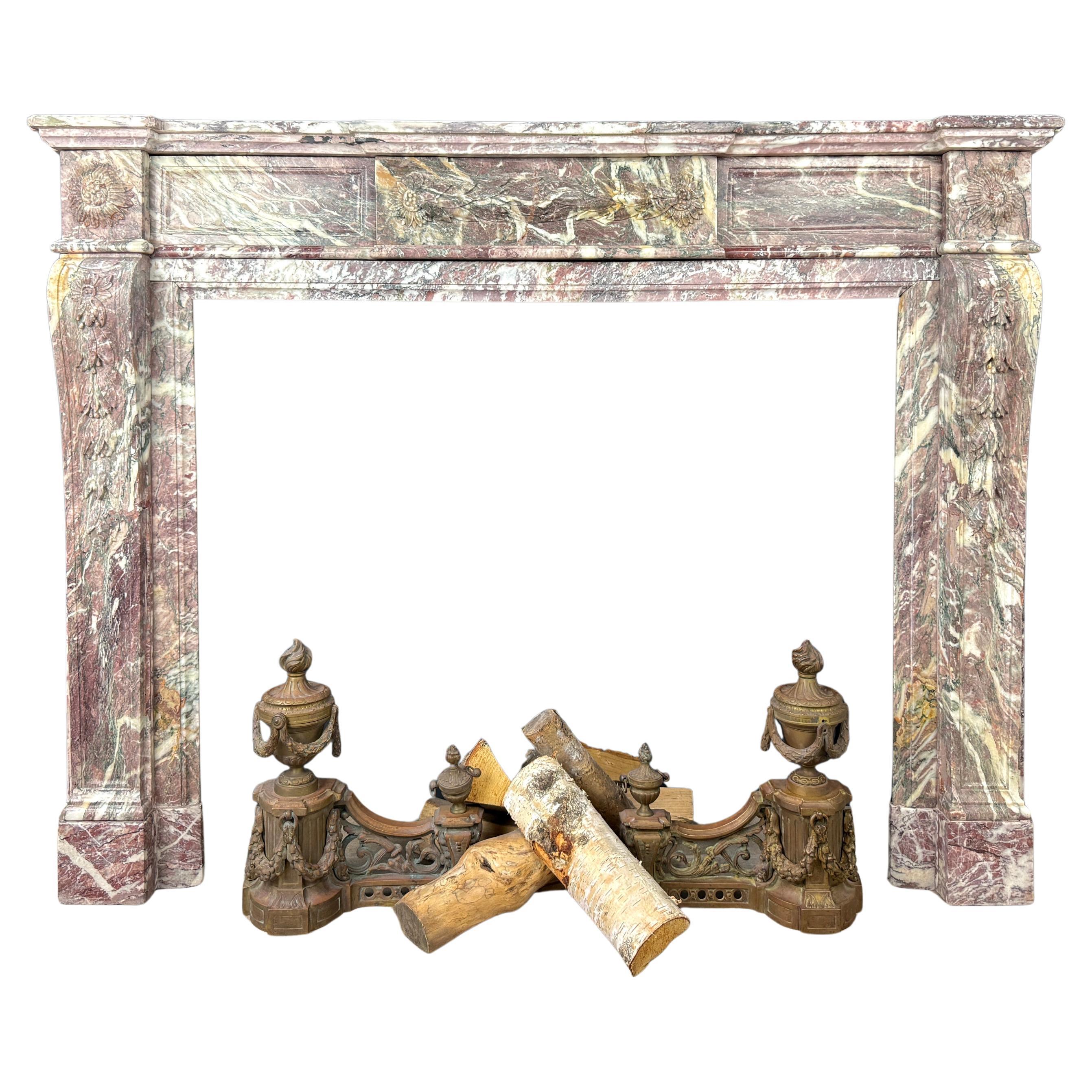 Elegant Antique Fireplace Mantel in Classic Louis XVI Style