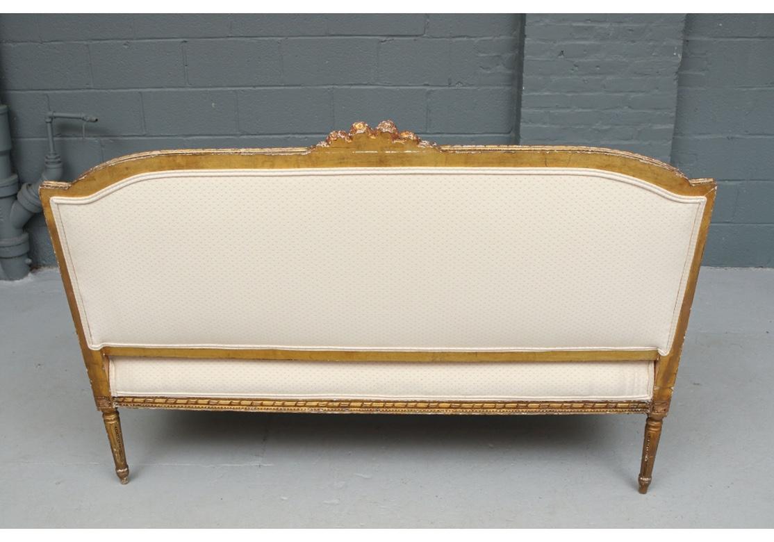 Elegant Antique French Carved and Gilt Settee in Louis XVI Style 3