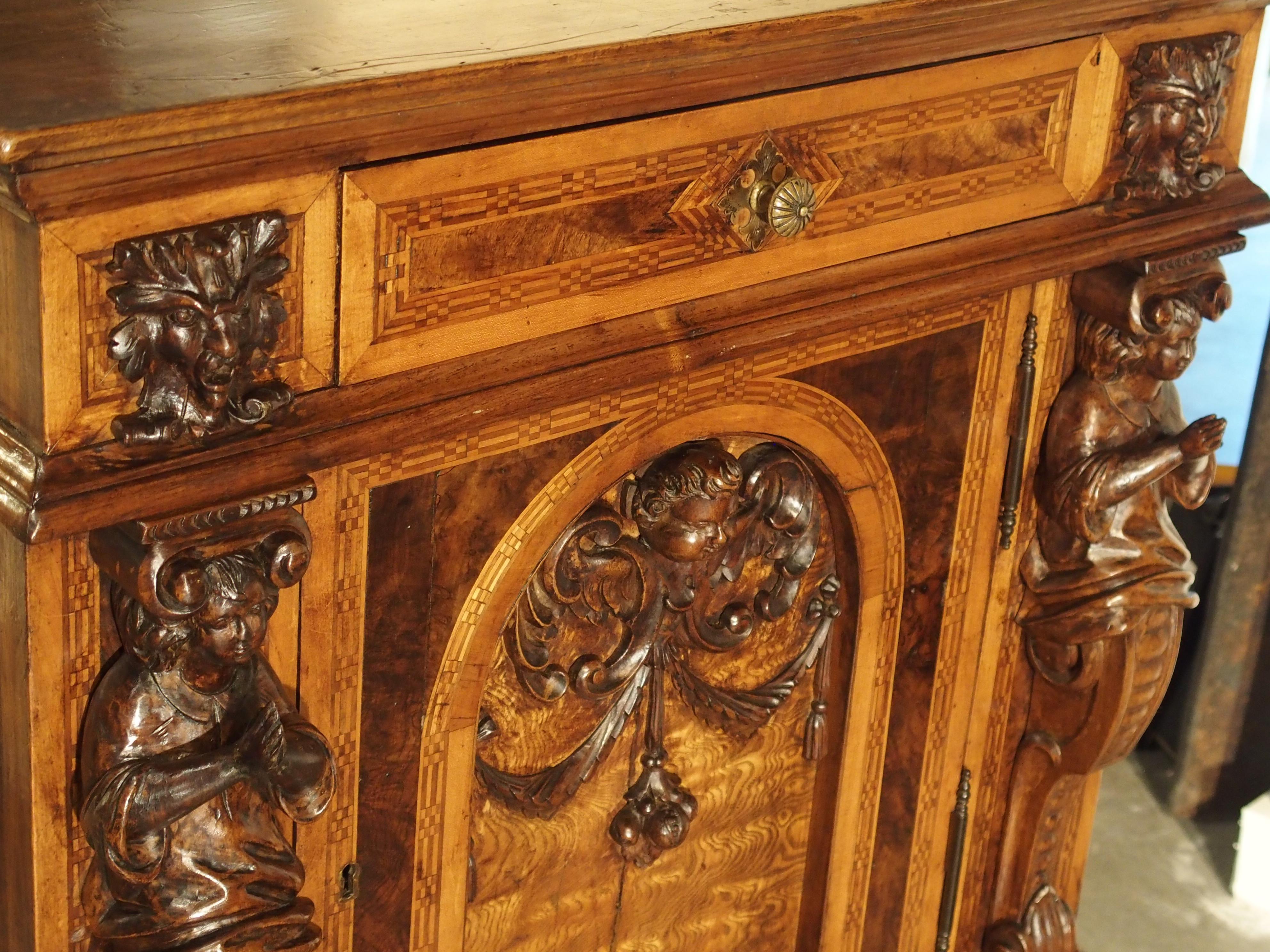 Elegant Antique French Parquetry Buffet in the Renaissance Style, Late 1800s 9