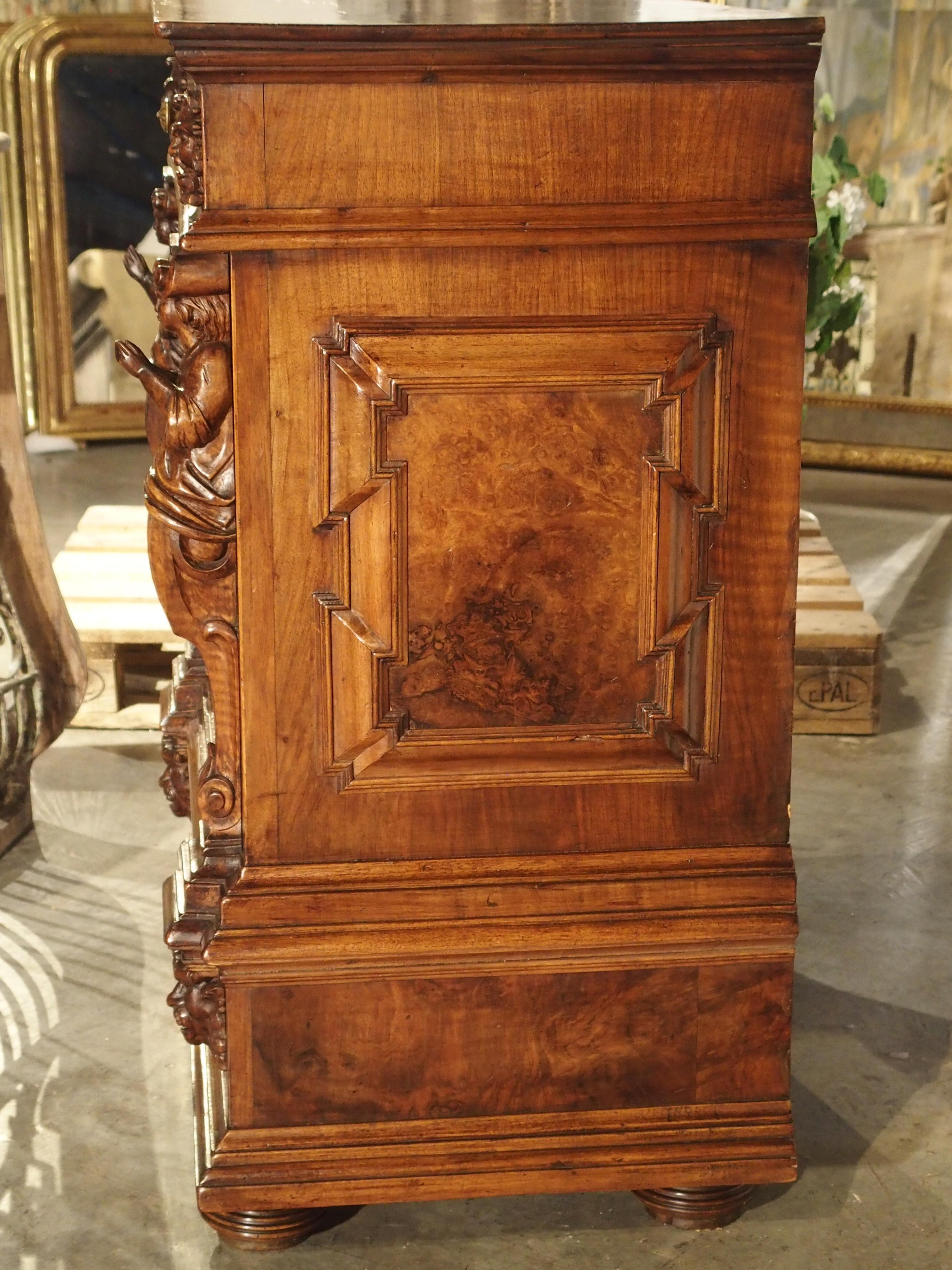 Late 19th Century Elegant Antique French Parquetry Buffet in the Renaissance Style, Late 1800s