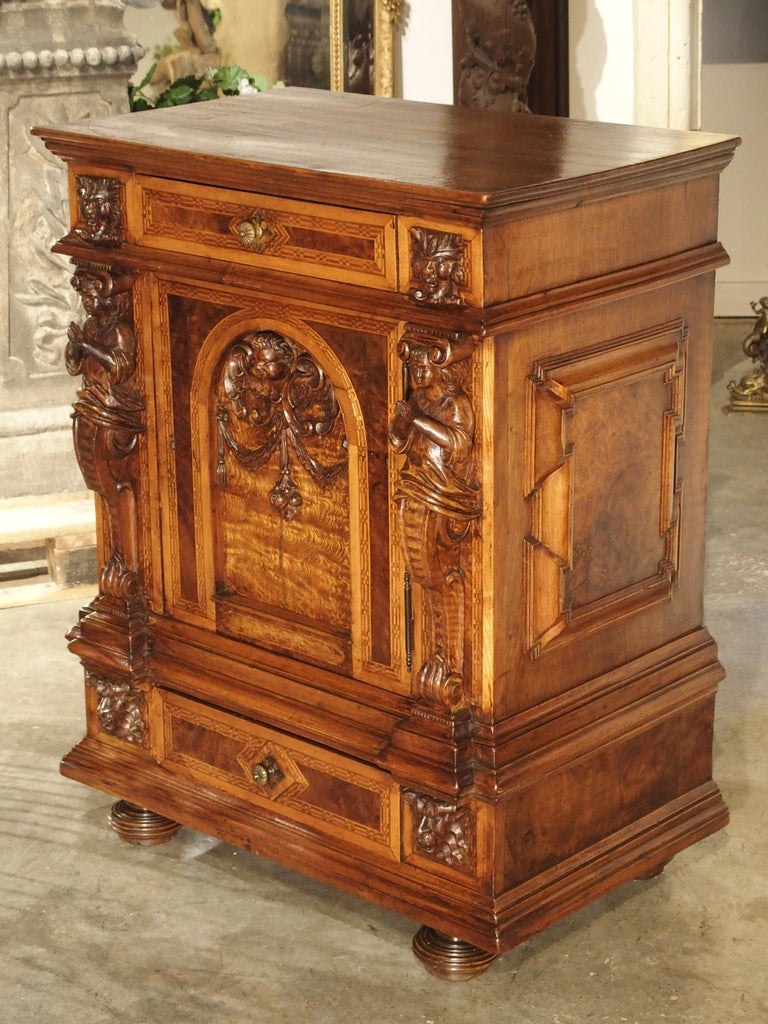 Elegant Antique French Parquetry Buffet in the Renaissance Style, Late 1800s at 1stDibs