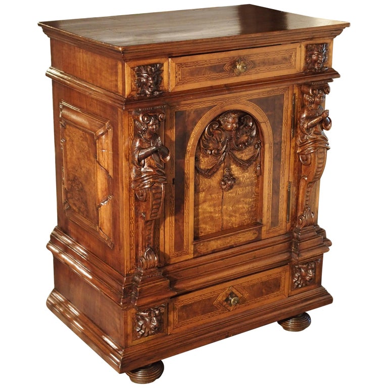 Elegant Antique French Parquetry Buffet in the Renaissance Style, Late 1800s at 1stDibs
