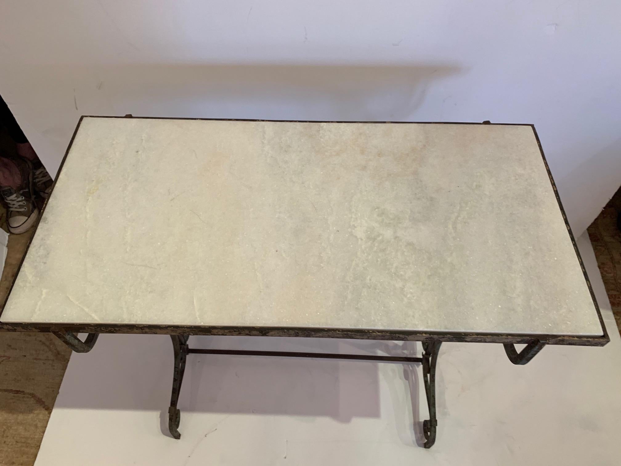 Elegant Antique Iron and Marble Small Bistro Table Console 5