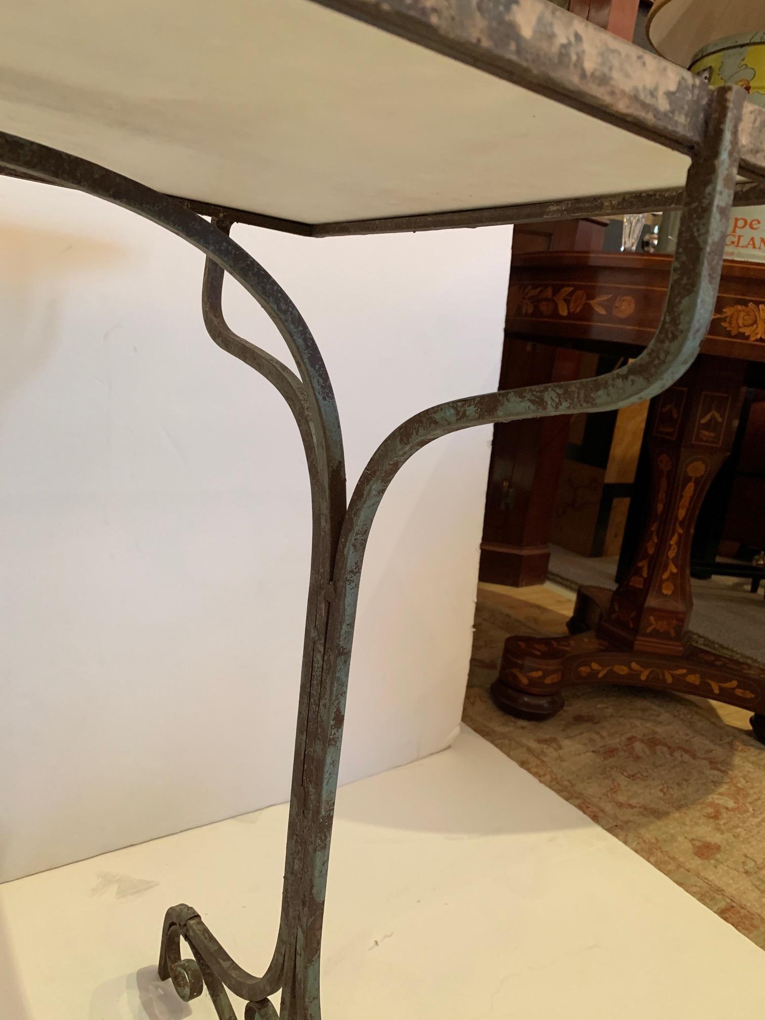 Elegant Antique Iron and Marble Small Bistro Table Console 7