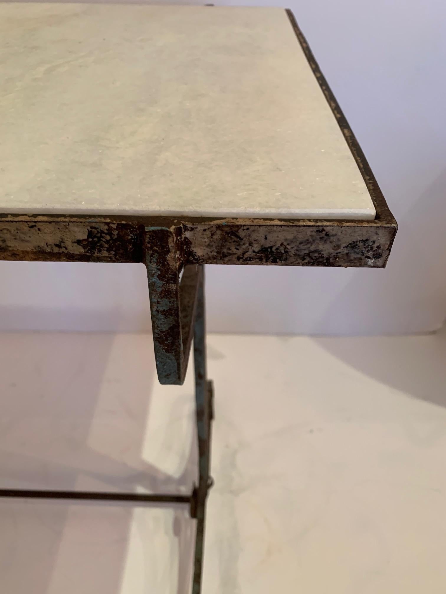Early 20th Century Elegant Antique Iron and Marble Small Bistro Table Console