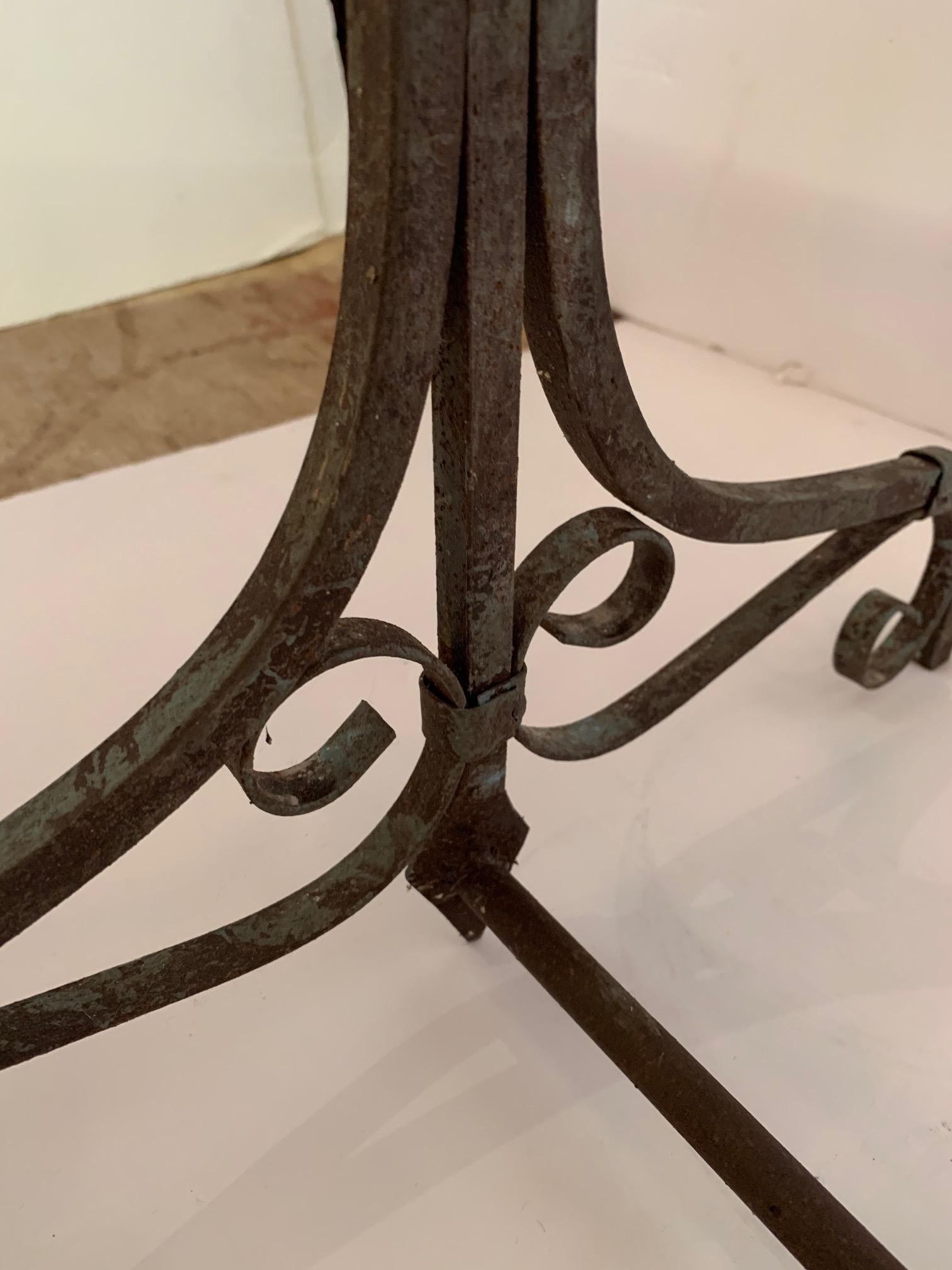 Elegant Antique Iron and Marble Small Bistro Table Console 3