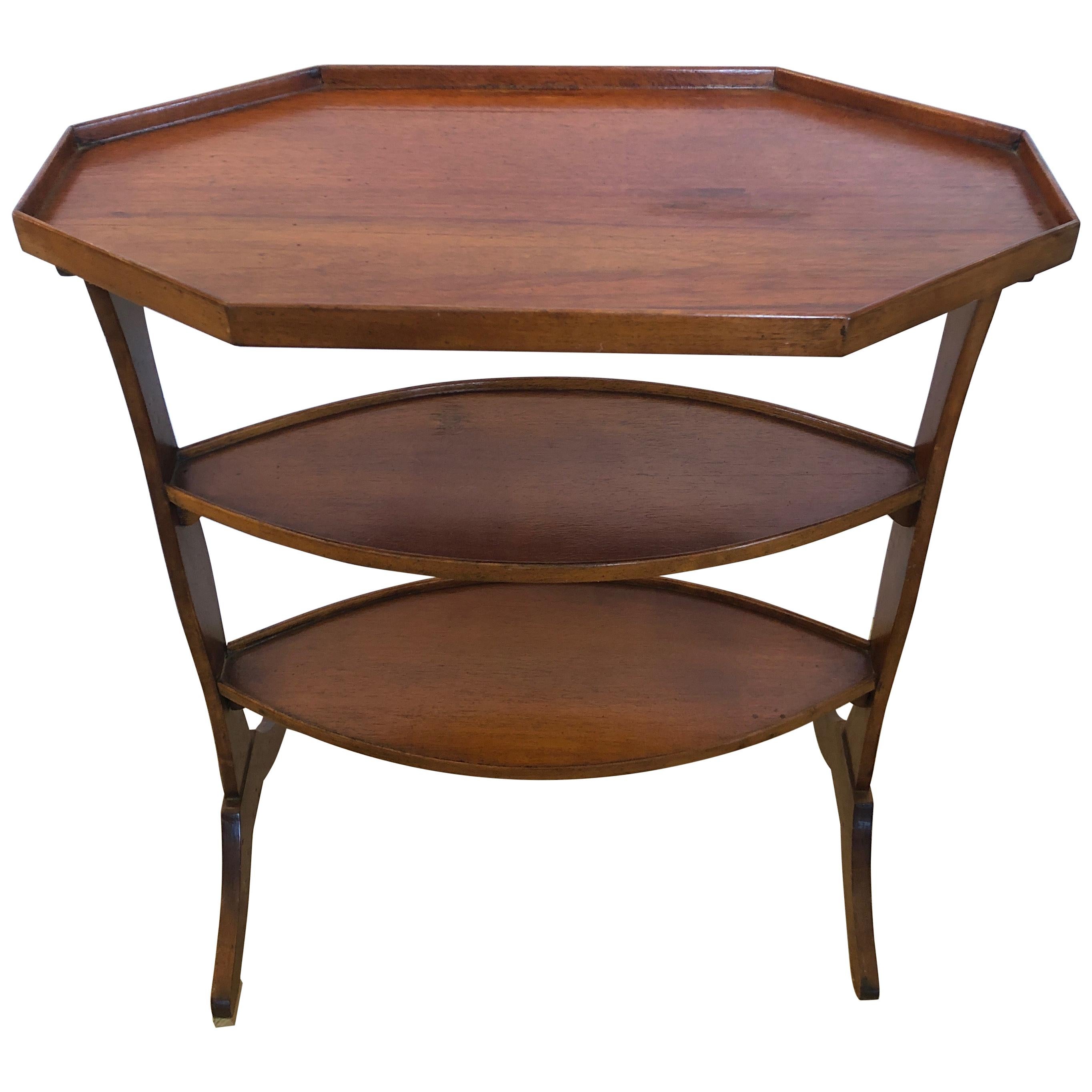 Elegant Antique Italian Directoire Fruitwood Side Table with Octagonal Top