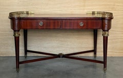 Elegant Antique Neoclassical Mahogany Coffee Table with Gilt Bronze Gallery