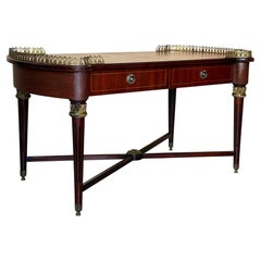 Elegant Antique Neoclassical Mahogany Coffee Table with Gilt Bronze Gallery