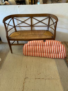 Elegant Antique Neoclassical Rush Seat Settee Loveseat