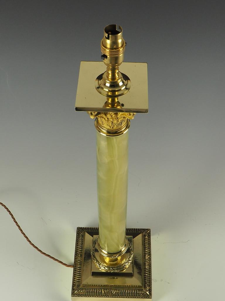 Elegant Antique Oynx Corinthian Table Lamp For Sale 6