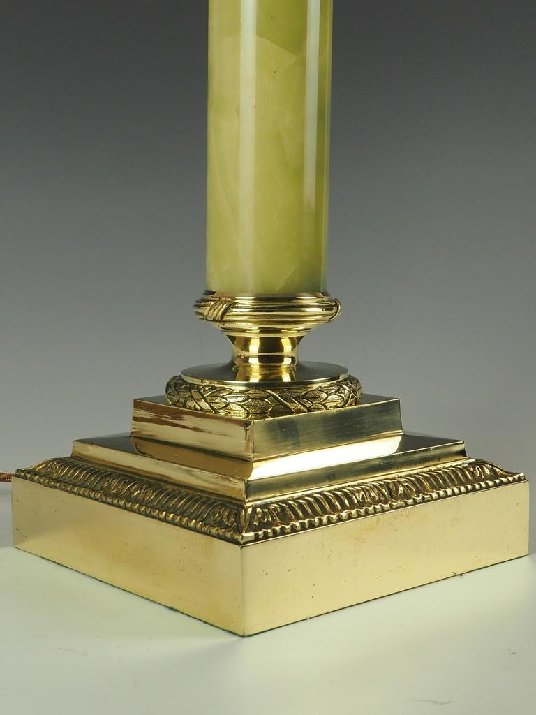 Elegant Antique Oynx Corinthian Table Lamp For Sale 2