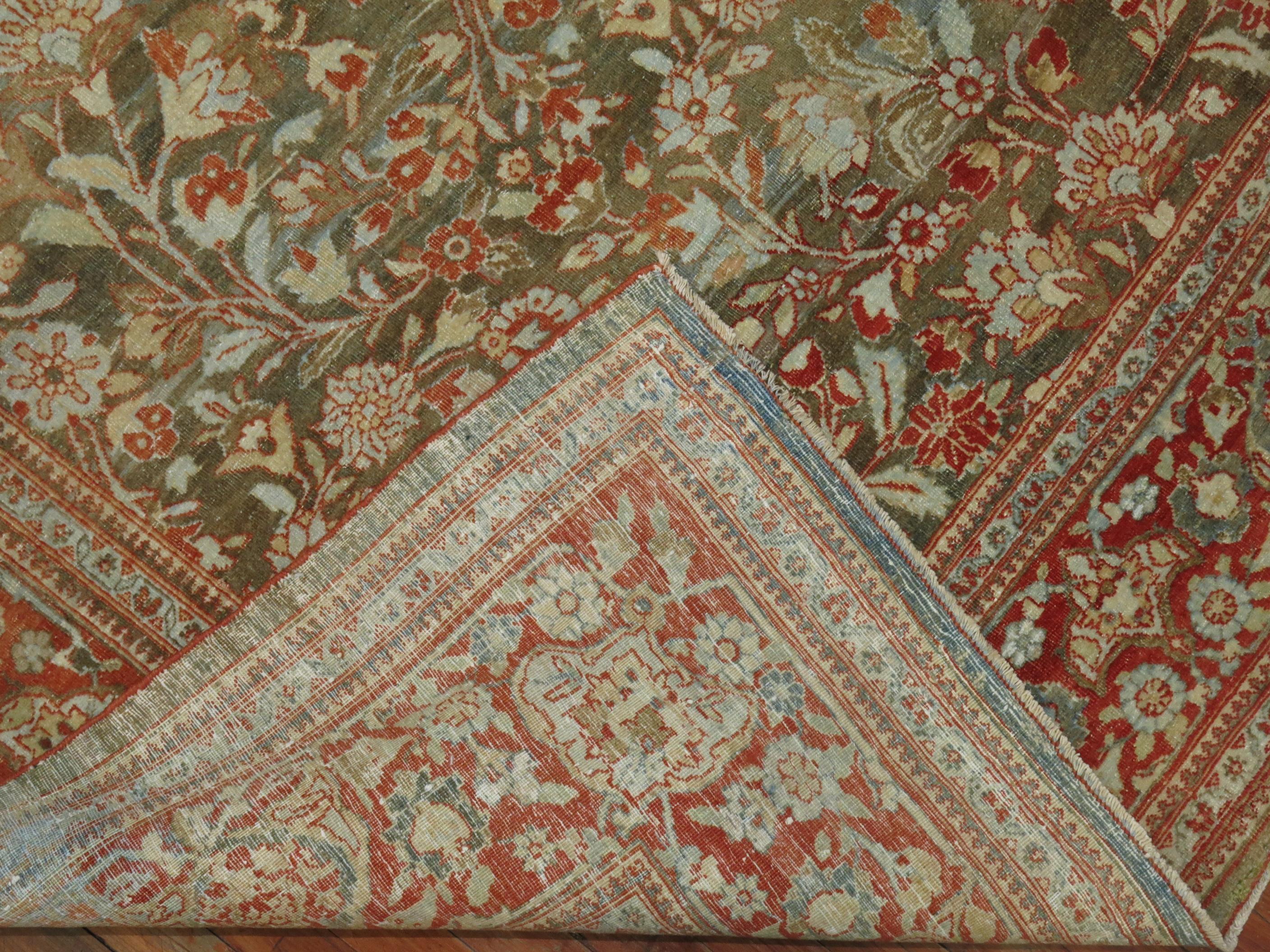 Elegant Antique Persian Room Size Tabriz Rug For Sale 6