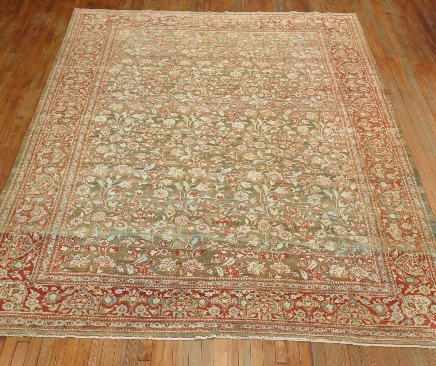 20th Century Elegant Antique Persian Room Size Tabriz Rug For Sale