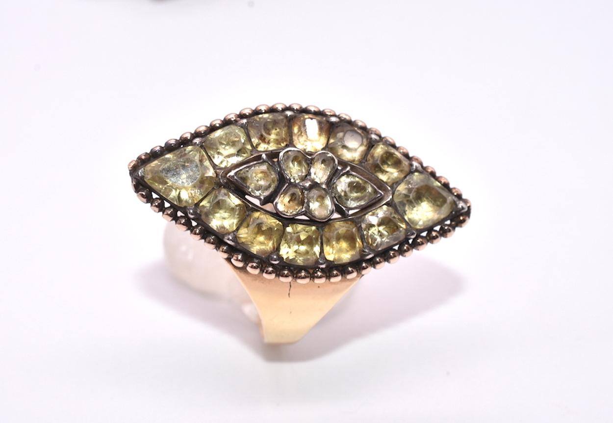 Women's Elegant Antique Portuguese Chrysoberyl Gold Ring For Sale