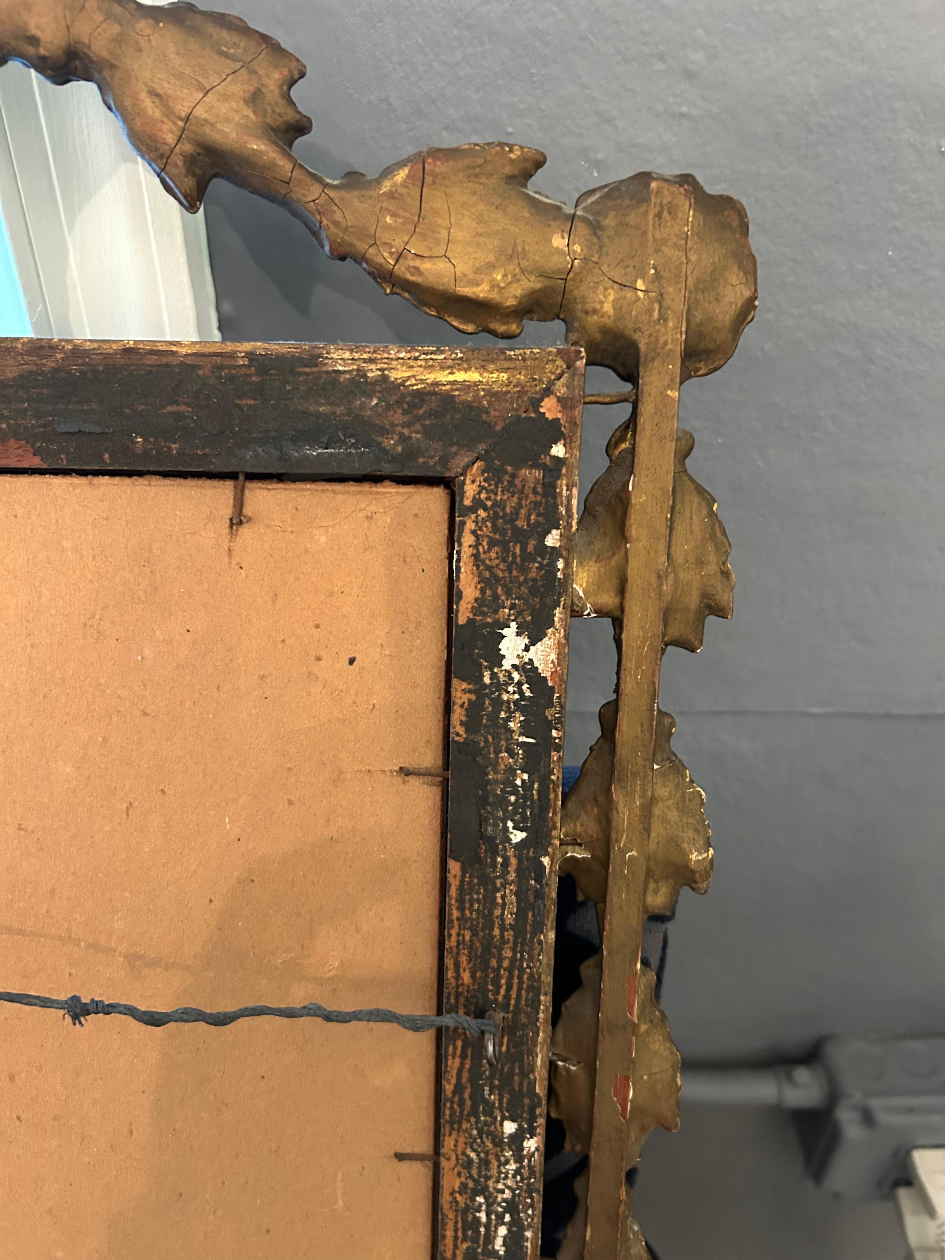 Elegant Antique Regency Mirror with Gilding and Flower Basket For Sale 5