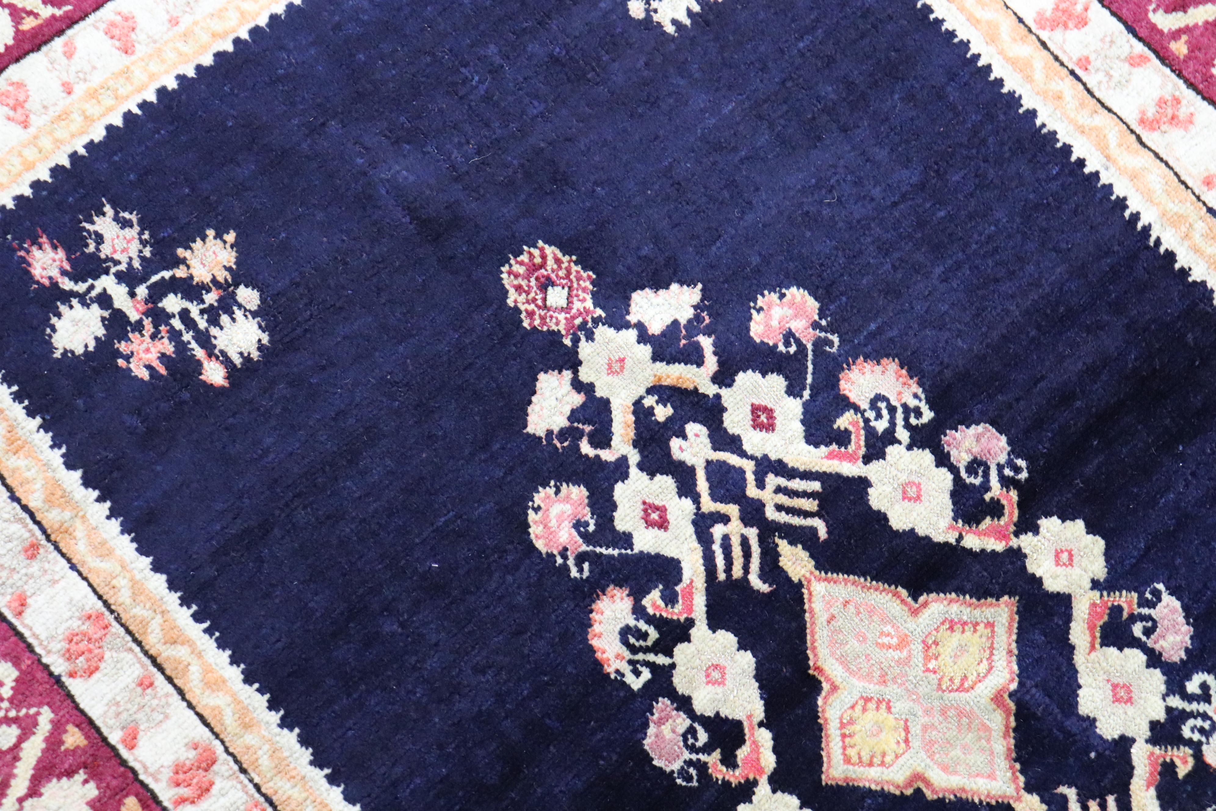 Wool Elegant Antique Turkish Ghiordes Floral Rug, Early 20th Century For Sale