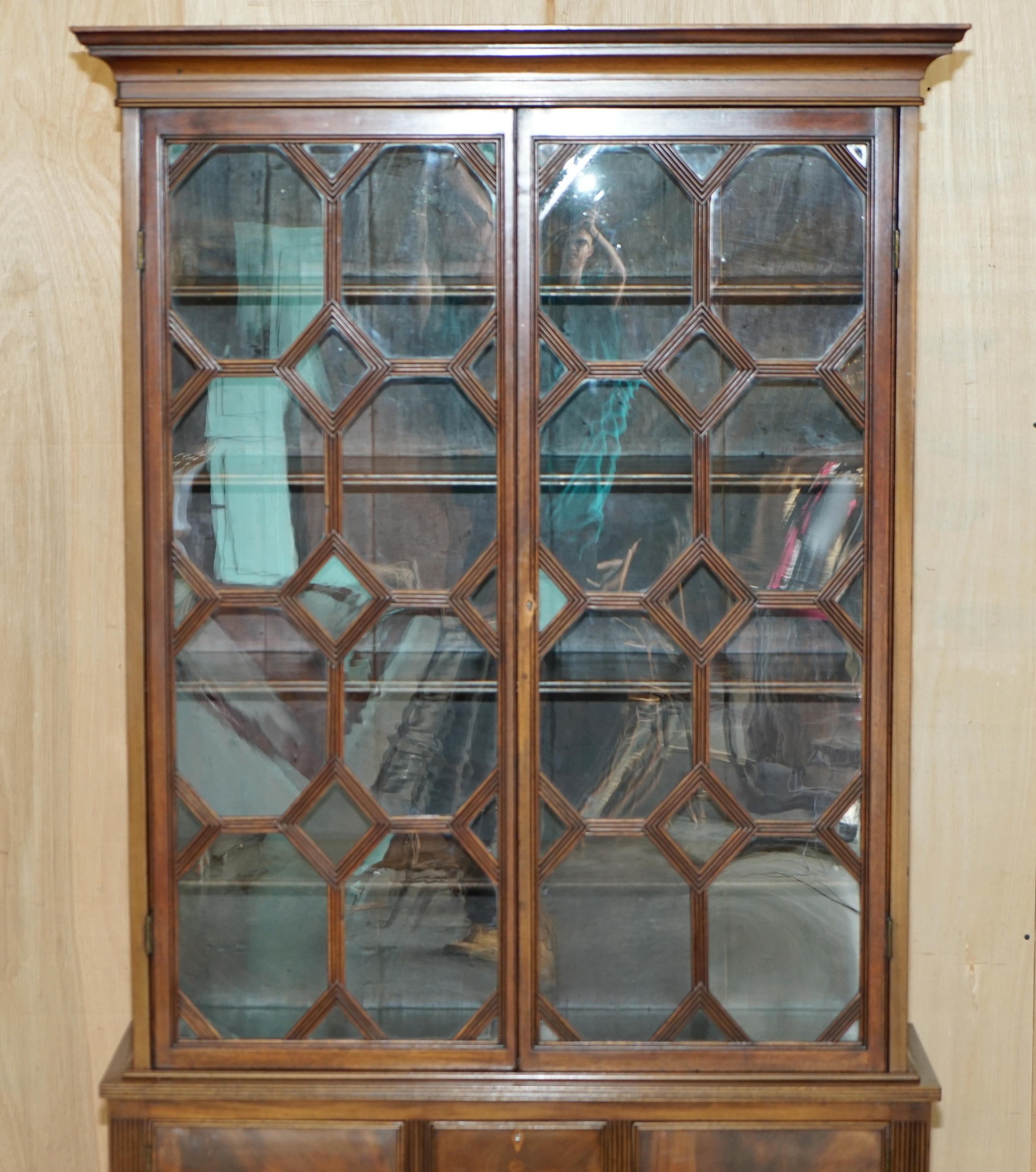 High Victorian ELEGANT ANTIQUE VICTORIAN CIRCA 1870 ASTRAL GLAZED BOOKCASE WiTH LONG LEGS For Sale