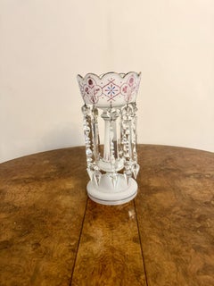 Elegant antique Victorian glass lustre & glass dome