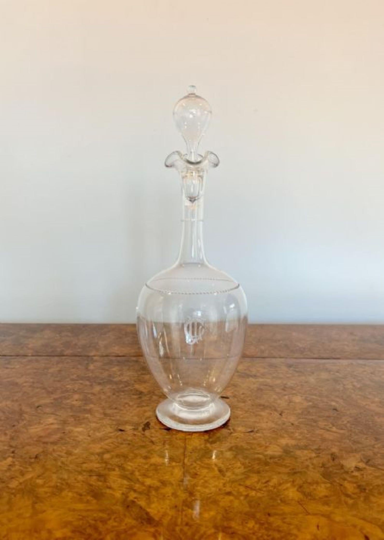 19th Century Elegant antique Victorian quality glass decanter  For Sale