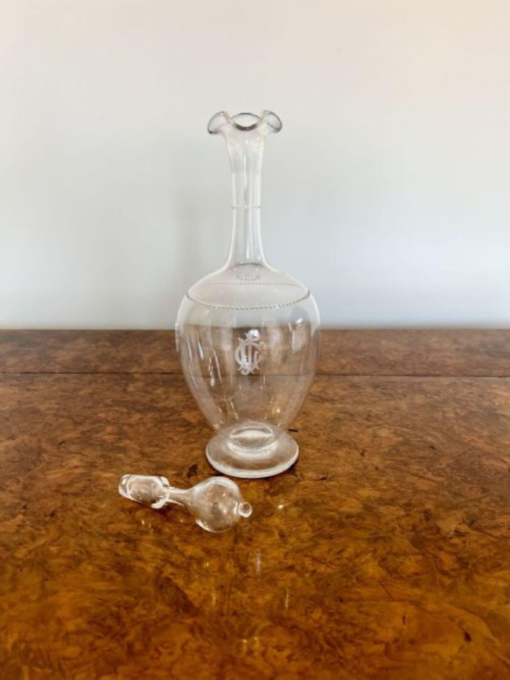 Glass Elegant antique Victorian quality glass decanter  For Sale